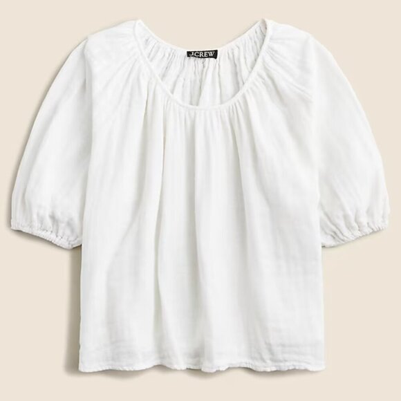 J. Crew Women's Size Small Swingy Puff Sleeve Gauzy Cotton Linen Blend Top - Picture 1 of 9